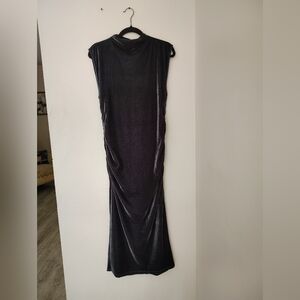 Velvet Dark Gray Evening Dress | Size M